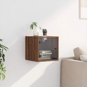 vidaXL Bedside Cabinet Brown Oak Compact Engineered Wood, Glass