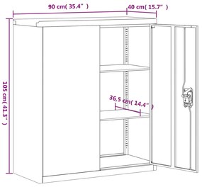 Αρχειοθήκη Ανθρακί 90 x 40 x 145 εκ. Ατσάλινη - Ανθρακί