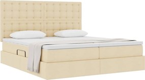 vidaXL Κρεβάτι Αποθήκης με στρώμα Κρέμ 200 x 200 cm Τεχνητό Δέρμα