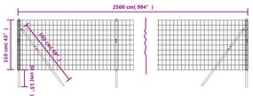 Συρματόπλεγμα Περίφραξης Ανθρακί 1,1x25 μ. Γαλβανισμένο Ατσάλι - Ανθρακί