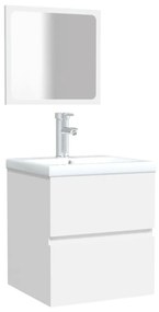 vidaXL Ντουλάπι Μπάνιου με Καθρέφτη Λευκό από Επεξεργασμένο Ξύλο