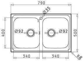 Νεροχύτης Pyramis Athena Extra 2B-Μήκος: 79 εκ.-Σαγρέ