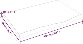 vidaXL Πάγκος Μπάνιου Σκούρο Καφέ 60x40x2 εκ. Επεξ. Μασίφ Ξύλο