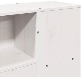 Κρεβάτι Βιβλιοθήκη Χωρίς Στρώμα Λευκό 135x190 εκ Μασίφ Πεύκο - Λευκό