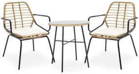 Σετ κήπου Τραπεζαρίας Gaus-Naoki C369 σετ 3τεμ μέταλλο μαύρο pe φυσικό