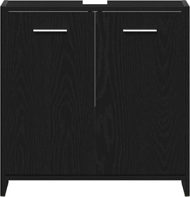 vidaXL Ντουλάπι Νιπτήρα Μπάνιου Μαύρο Δρυς 60x33x60 εκ. Επεξ. Ξύλο