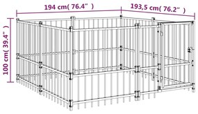 vidaXL Κλουβί Σκύλου Εξωτερικού Χώρου 3,75 μ² από Ατσάλι