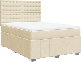 vidaXL Κρεβάτι Boxspring με Στρώμα Κρεμ 160x200 εκ. Υφασμάτινο