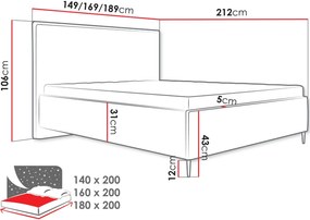 Επενδυμένο κρεβάτι Puretta-Ekrou-140 x 200