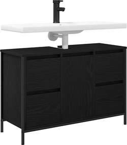 vidaXL ντουλάπι νιπτήρα με συρτάρια Μαύρη δρυς 90x34,5x60 εκ.