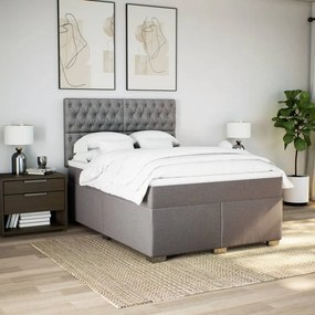 vidaXL Κρεβάτι Boxspring με Στρώμα Taupe 140x190 εκ. Υφασμάτινο
