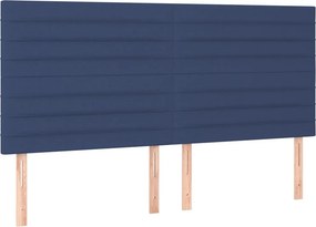 vidaXL Κρεβάτι Boxspring με Στρώμα Μπλε 200x200 εκ. Υφασμάτινο