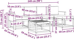 vidaXL Σειρά Καναπέ Εξωτερικού 6 pcs Φυσικό και Κρέμα Πολυεστέρας
