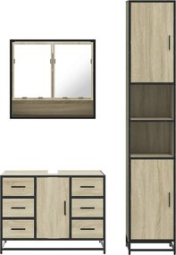 vidaXL Σετ Επίπλων Μπάνιου 3 Τεμαχίων Sonoma Δρυς Επεξεργασμένο Ξύλο