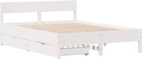 vidaXL Σκελετός Κρεβ. Χωρίς Στρώμα Λευκό 140x190 εκ Μασίφ Πεύκο