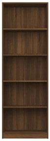vidaXL Βιβλιοθήκη με 5 Ράφια Καφέ Δρυς 60x24x175 εκ. Επεξεργ. Ξύλο