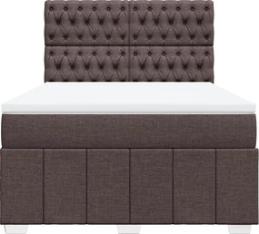 vidaXL Κρεβάτι Boxspring με Στρώμα Σκούρο Καφέ 140x200 εκ Υφασμάτινο