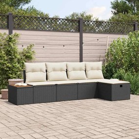 vidaXL Σετ Καναπέ Κήπου 5 pcs Μαύρο 55 x 62 x 69 εκ Πολυ ράταν