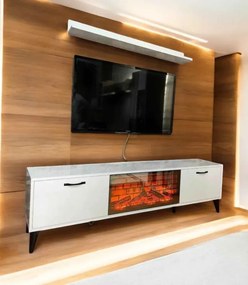 Stewehome μοντέρνα καθρεπτένια βάση τηλεόρασης με τζάκι
