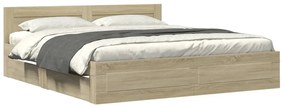 vidaXL Πλαίσιο Κρεβατιού με Κεφαλάρι Sonoma Δρυς 200x200εκ. Επεξ. Ξύλο