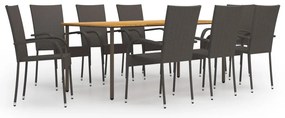 vidaXL Σετ Τραπεζαρίας Κήπου 9 Τεμαχίων Καφέ από Συνθετικό Ρατάν