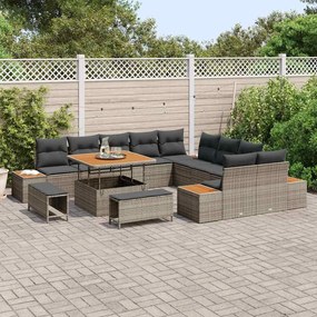 vidaXL Σετ Καναπέ Κήπου 13 pcs Γκρι συνθετικό ρατάν