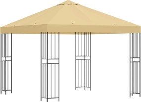 vidaXL Κιόσκι 3 x 3 m Κρεμ Πολυεστέρας και Χάλυβας 190 gsm