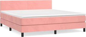 vidaXL Κρεβάτι Boxspring με Στρώμα Ροζ 160x200 εκ. Βελούδινο