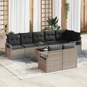 vidaXL Σετ Καναπέ Κήπου 9 pcs Γκρι Πολυ ράταν