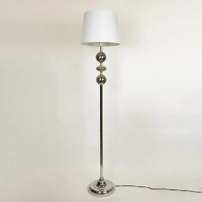 Φωτιστικό Επιδαπέδιο Μεταλλικό Με Υφασμάτινο Καπέλο Ασημί-Λευκό 35x163εκ. ESTHETI 757-11016