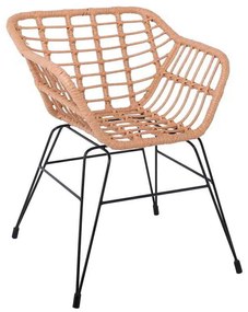 SALSA-S Πολυθρόνα Κήπου, Μέταλλο Βαφή Μαύρο, Wicker Φυσικό (χωρίς μαξιλάρι)