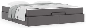 vidaXL Σκελετός κρεβατιού με στρώμα Γκρι 180 x 200 cm Τεχνητό δέρμα