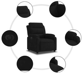 vidaXL Πολυθρόνα Ανακλινόμενη Ηλεκτρική Μαύρη Βελούδινη