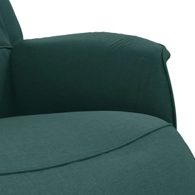 Πολυθρόνα Ανακλινόμενη με Υποπόδιο Σκούρο Πράσινο Υφασμάτινη - Πράσινο