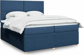vidaXL Κρεβάτι Boxspring με Στρώμα Μπλε 200x200 εκ. Υφασμάτινο