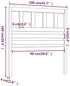 vidaXL Κεφαλάρι κρεβατιού Γκρι 106x4x100 εκ. από Μασίφ Ξύλο Πεύκου