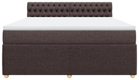 vidaXL Κρεβάτι Boxspring με Στρώμα Σκούρο Καφέ 180x200 εκ Υφασμάτινο