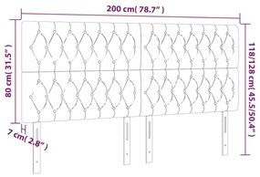 Κεφαλάρι Κρεβατιού LED Ανοιχτό Γκρι 200x7x118/128εκ. Υφασμάτινο - Γκρι