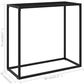 vidaXL Τραπέζι Κονσόλα Μαύρο 80 x 35 x 75 εκ. από Ψημένο Γυαλί