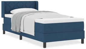 vidaXL Κρεβάτι Με Ελατήριο και Στρώμα Μπλε 90x190 εκ. Υφάσματος
