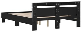 Πλαίσιο Κρεβατιού με Κεφαλάρι/LED Μαύρο 150 x 200 εκ - Μαύρο