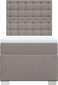 vidaXL Κρεβάτι Boxspring με Στρώμα Taupe 90x200 εκ. Υφασμάτινο