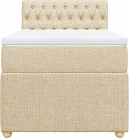 vidaXL Κρεβάτι Boxspring με Στρώμα Κρεμ 100 x 200 εκ. Υφασμάτινο