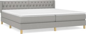 vidaXL Κρεβάτι Boxspring με Στρώμα Ανοιχτό Γκρι 200x200 εκ. Υφασμάτινο