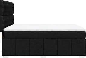 vidaXL Κρεβάτι Boxspring με Στρώμα Μαύρο 140x190 εκ. Υφασμάτινο