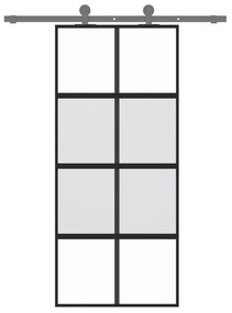 vidaXL Συρόμενη Πόρτα Μαύρη 90 x 205 εκ. από Ψημένο Γυαλί & Αλουμίνιο