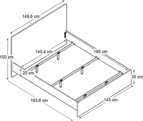 Κρεβάτι Troy Megapap χρώμα καρυδί 140x190εκ.