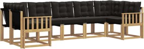 vidaXL Σειρά Καναπέ Εξωτερικού με μαξιλάρι 7 pcs Λευκό και Μαύρο