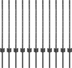 vidaXL Στύλος Περιφράξεων 11 pcs Γκρι 80 cm Ατσάλι