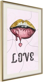 Αφίσα - Lip Gloss and Love - 20x30 - Χρυσό - Με πασπαρτού